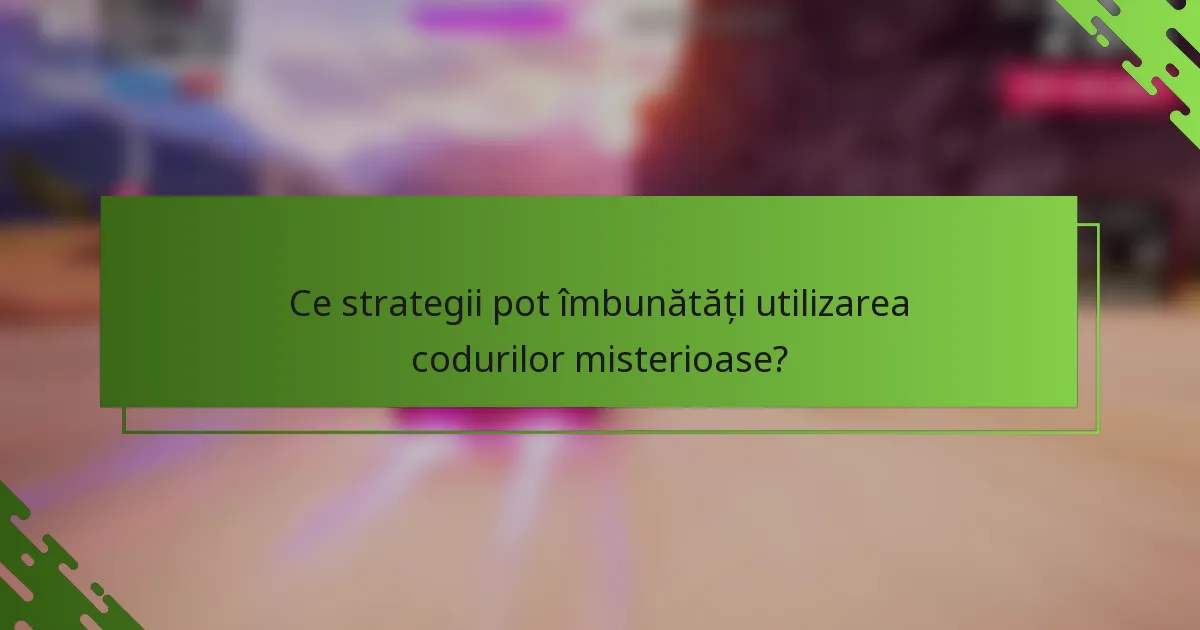 Ce strategii pot îmbunătăți utilizarea codurilor misterioase?