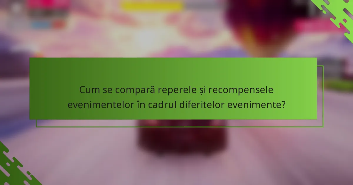 Cum se compară reperele și recompensele evenimentelor în cadrul diferitelor evenimente?